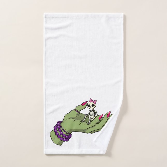 Bride of Frankenstein Hand with Skeleton Bow | Got Towel (Hand Towel)