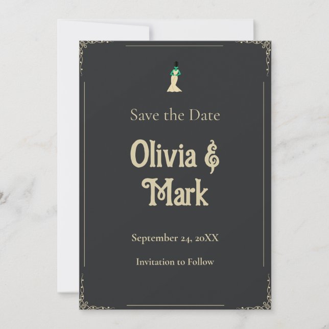 Bride of Frankenstein Save the Date | Gothic Invitation (Front)