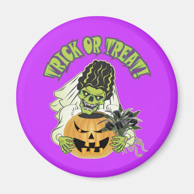 Bride of Frankenstein Skull Magnet (Front)