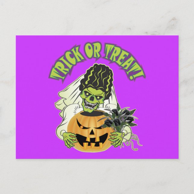 Bride of Frankenstein Skull Postcard (Front)