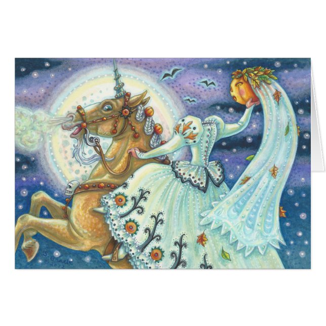 BRIDE OF SLEEPY HOLLOW UNICORN NOTE CARD Blank (Front Horizontal)