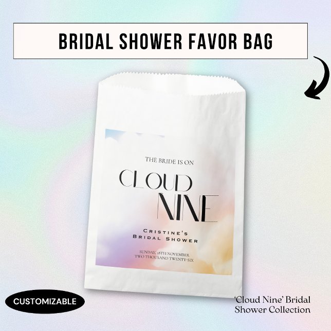 Bride on cloud 9 Colourful Pastel Bridal Shower  Favour Bag (Creator Uploaded)