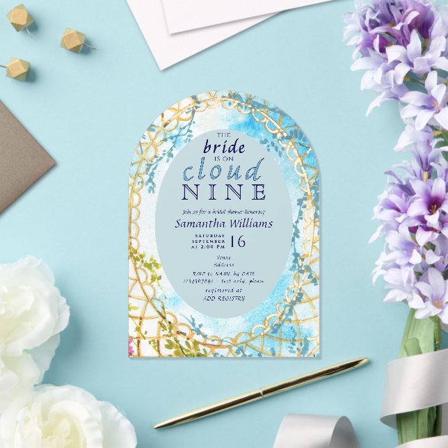 Bride On Cloud Nine Rococo Revival Bridal Shower Acrylic Invitations (Insitu (Wedding))