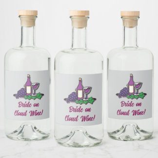 Bride on Cloud Wine! Liquor Bottle Label