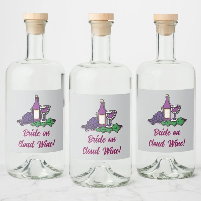 Bride on Cloud Wine! Liquor Bottle Label (Bottles)