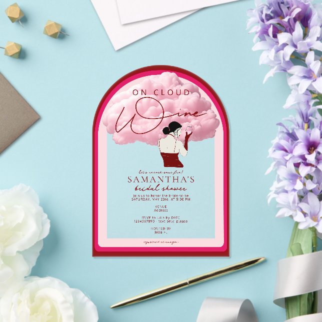 Bride On Cloud Wine Napa Winery Bachelorette Party Acrylic Invitations (Insitu (Wedding))