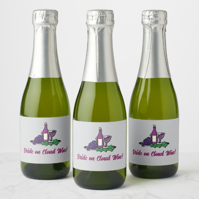 Bride on Cloud Wine! Sparkling Wine Label (Bottles)
