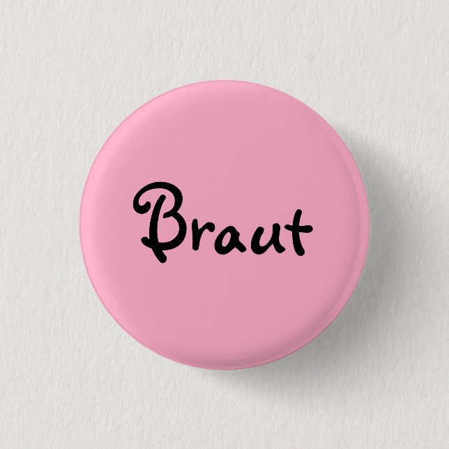 Bride on pink 1 inch round button (Front)
