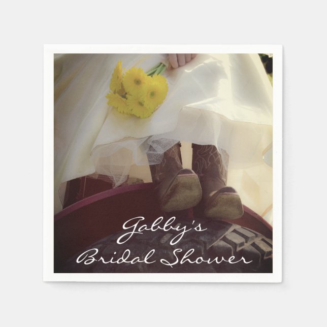 Bride on Red Tractor Country Farm Bridal Shower Napkin (Front)
