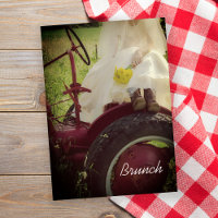 Bride on Tractor Country Farm Post Wedding Brunch