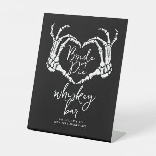Bride or Die Bachelorette Party Gothic Heart Pedestal Sign