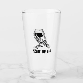 Bride Or Die Gothic Skeleton Bachelorette Party Glass