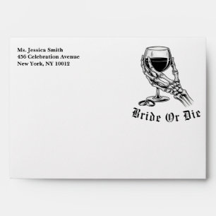 Bride Or Die Gothic Skeleton Hand Bachelorette Envelope