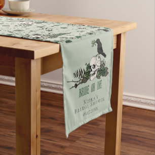Bride or Die Irish Floral Skull Goth Bridal Shower Long Table Runner