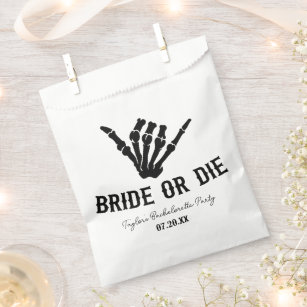 Bride or Die Rockstar Skeleton Bachelorette Party Favour Bag