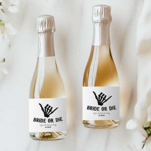 Bride or Die Rockstar Skeleton Bachelorette Party Sparkling Wine Label