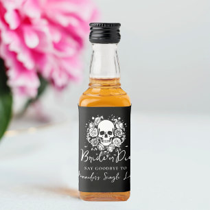 Bride or Die Skull Floral Bachelorette Party Liquor Bottle Label