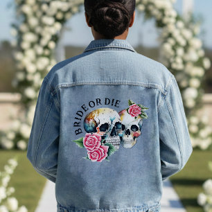 Bride or Die Skulls & Roses Wife Wedding Denim Jacket