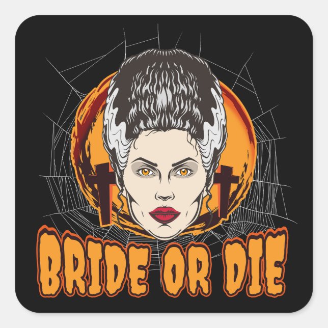 Bride or die square sticker (Front)