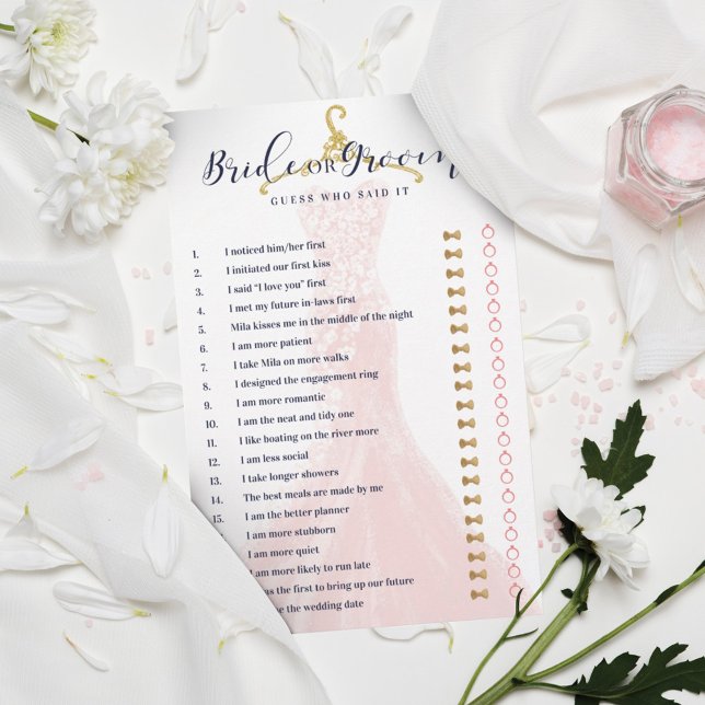 Bride or Groom Chic Pink Wedding Dress Shower Game (Creator Uploaded)
