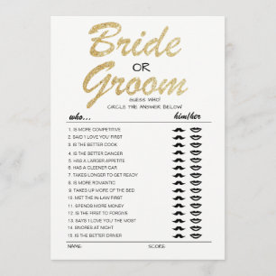 Bride or Groom game fully editable card