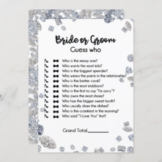 Bride or Groom Guess Who Bridal Shower Game Invitation