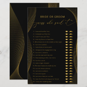 Bride or Groom Guess Who Said it Game Black & Gold