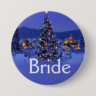 bride or groom vintage Christmas wedding 3 Inch Round Button