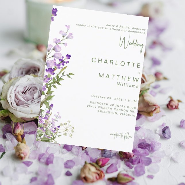 Bride Parents Lavender Photo Wedding Invitation (Creator Uploaded)