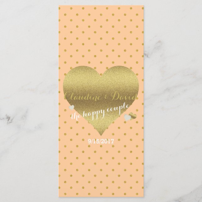 BRIDE Peach & Gold Bridal Party Ceremony Wedding Program (Front)