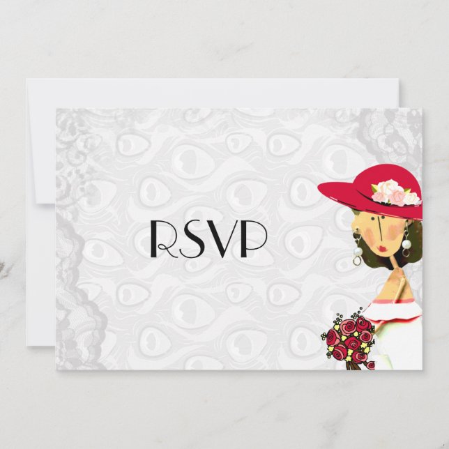 Bride Peacock Feathers Wedding RSVP Invitation (Front)