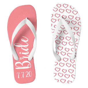 Bride Personalized Wedding Pink Bow Flip Flops