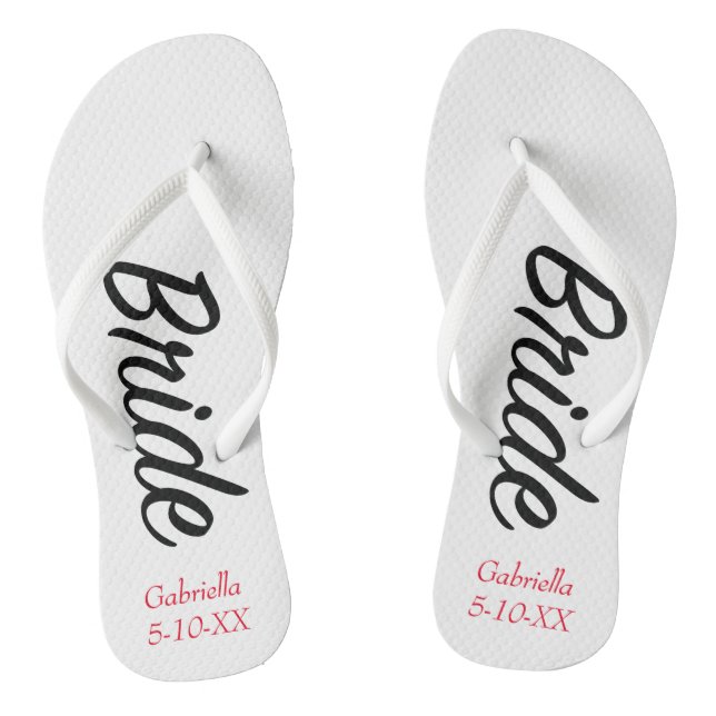 Bride Personalized With Name & Date  Flip Flops (Footbed)