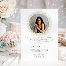 Bride Photo Baby's Breath Bridal Shower Invitation