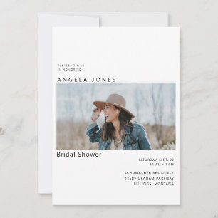 Bride Photo Dusty Blue Bridal Shower Invitation
