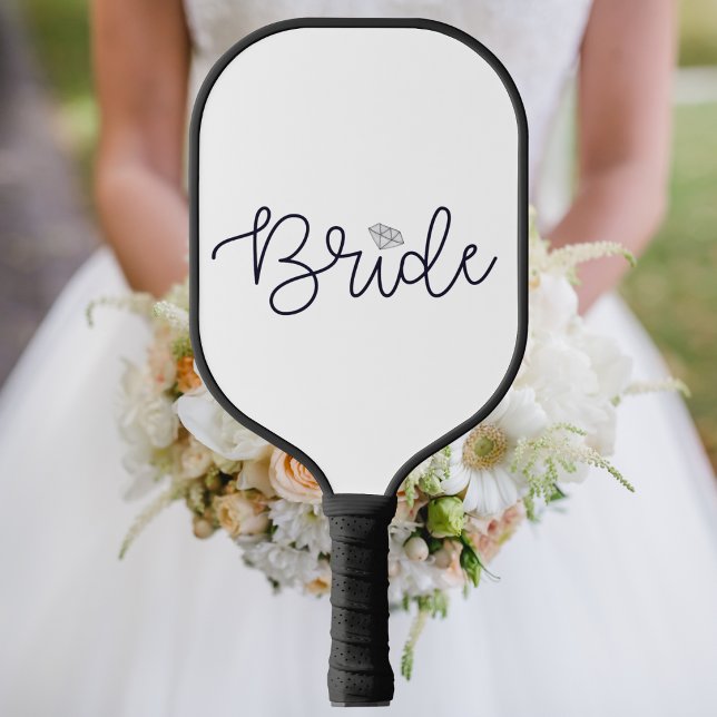 Bride Pickleball / Diamond Black Script Chic Paddle (Creator Uploaded)