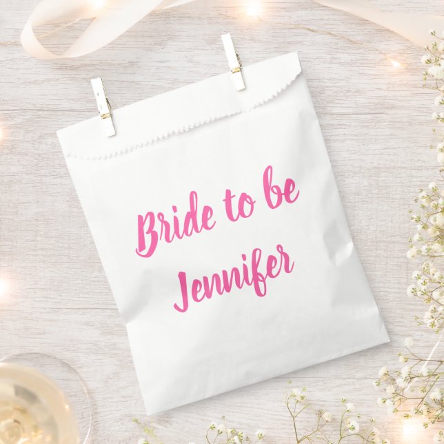 Bride Pink Custom Name Wedding Bachelorette Favour Bag (Clipped)