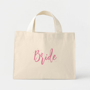 Bride Pink Cute Fun Calligraphy Script Simple Mini Tote Bag