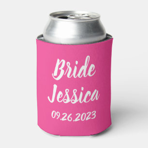 Bride Pink Elegant Script Gifts Stylish Weddings Can Cooler
