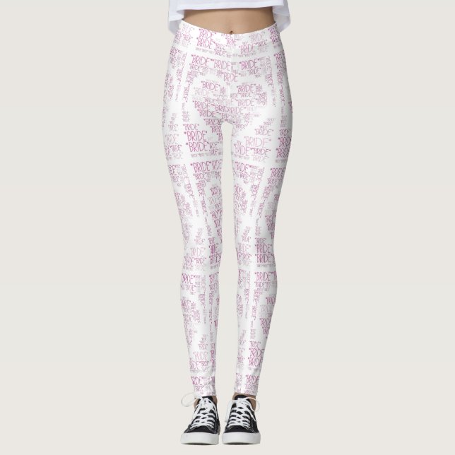 Bride Pink Heart Handmade Yoga Pants Leggings Gym (Front)