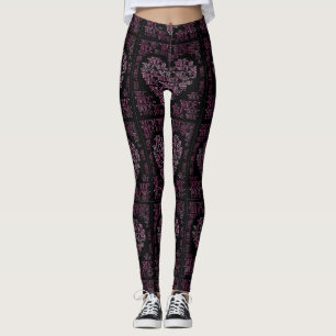 Bride Pink Hearts Handmade Yoga Pants Leggings
