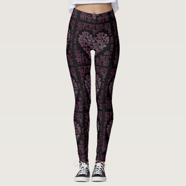 Bride Pink Hearts Handmade Yoga Pants Leggings (Front)