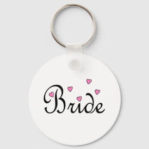 Bride Pink Hearts Keychain