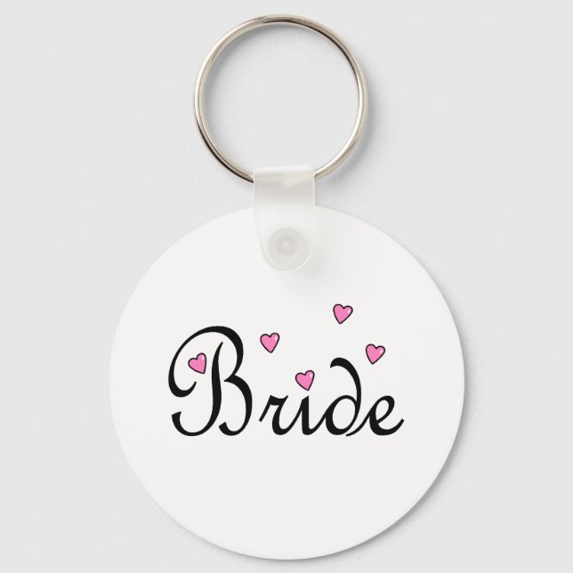 Bride Pink Hearts Keychain (Front)