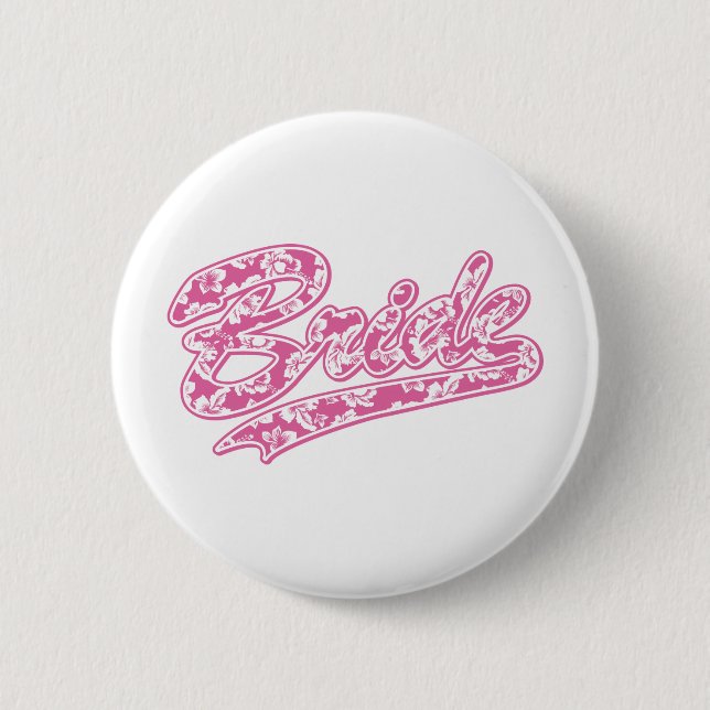 Bride Pink Hibiscus 2 Inch Round Button (Front)