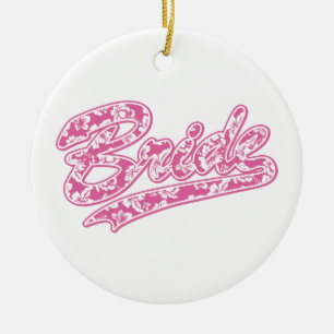 Bride Pink Hibiscus Ceramic Ornament