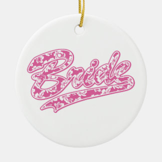 Bride Pink Hibiscus Ceramic Ornament