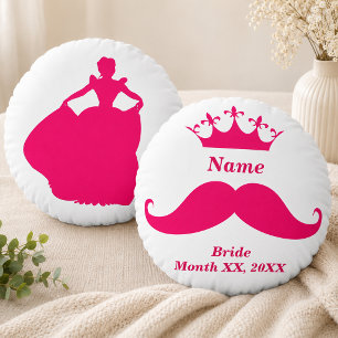 Bride Pink Moustache Round Throw Pillow