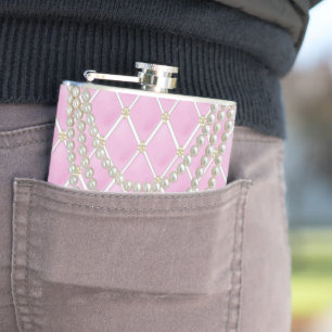 BRIDE Pink Parisian Theme Bridal Party Hip Flask