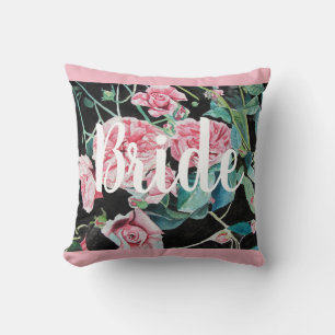 Bride Pink Retro Rose Roses Wedding Decor Cushion